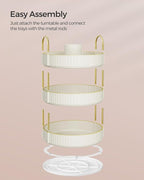 SONGMICS Makeup Organizer, 3-Tier Round Rotating Skincare Organizer Countertop, Customizable, Toiletries Vanity Organizer, Lazy Susan, Gift, Cloud White UJKA011W01