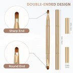 Unaone 2 Pack Lip Brush for Lipstick, Dual-Ended Lip Makeup Brush with Lid, Lipstick Brush for Lip Gloss