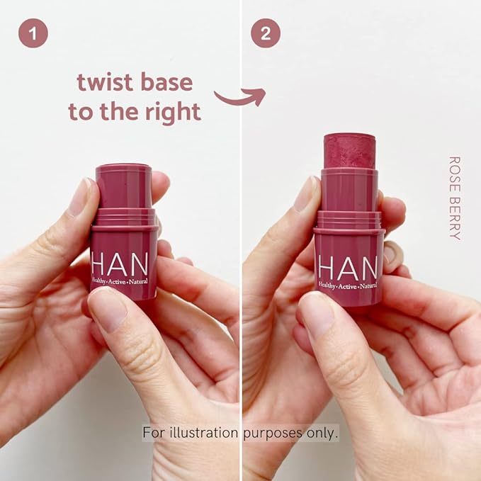 HAN Skincare Cosmetics Vegan, Cruelty-Free, 3-in-1 Multistick for Cheeks, Lips, Eyes, Cherry Cosmos | Large