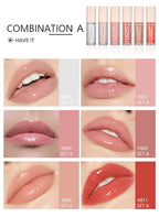 6PCS Lip Oil Light Lipgloss Set, Moisturizing Hydrating Lip Glow Oil Lip Gloss Kit High Shine Lip Plumping Glass Finish Liquid Lipstick for Women (Set A)