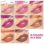 8 Colors Lip Oil Lip Glaze, Big Brush Glaze,