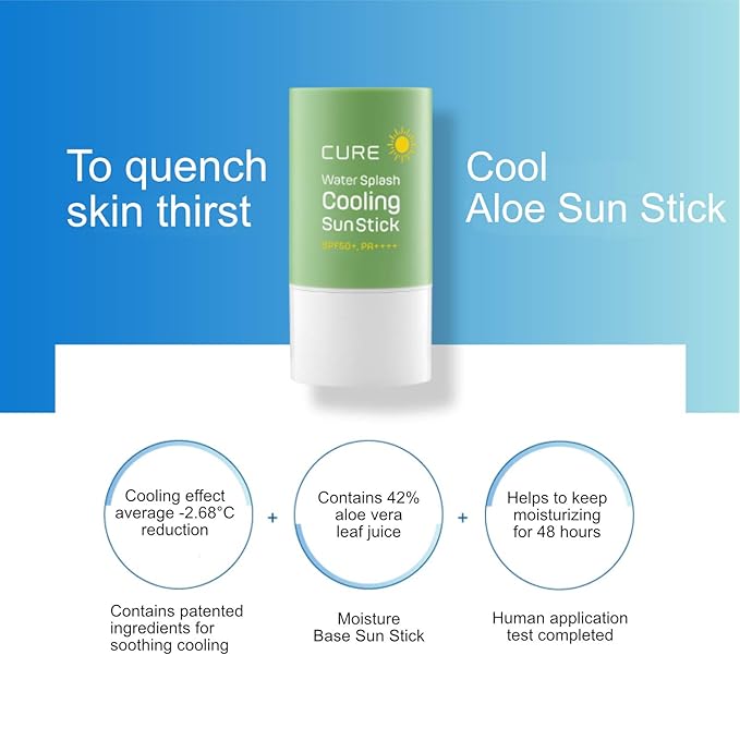 Kim Jeong Moon La Sense Loe Cure Water Splash Cooling Sun Stick 23g (Pack of 2) La Sense Loe Cure Aloe Gel 100ml (Total Pack of 3)