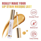 2Pcs 2025 New 24K Gold Liquid Lip Gloss Peel Off Lip Stain Tattoo with Tweezer, Lips Stain Peel Off Masque, Long Lasting Waterproof Lip Tint Stain, Transfer-proof for All Skin Types 01#+02#