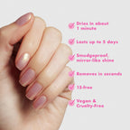 Olive & June Quick Dry Nail Polish | Instant Fast-Drying Smudgeproof Color | 15-free Vegan Cruelty-Free Formula | Lasts up to 5 Days | Salon-Quality Manicure Pedicure at Home | Sugarcoat Shimmery Pink