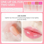 Lip Oil Hydrating Tinted Lip Balm, Plump Lip Gloss Lip Care Transparent Toot Lip Oil Tinted (004# Transparent)