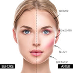 FOCALLURE Blush and Highlighter Palette,3 in 1 Contour Palette,Cruelty-Free Matte Bronzer Powder,Shimmer Illuminator Highlighters for a Glowing Look,#06