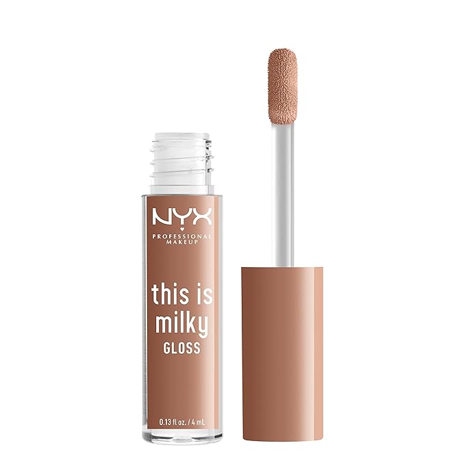 NYX PROFESSIONAL MAKEUP This Is Milky Gloss, Vegan Lip Gloss, 12 Hour Hydration - Cookies & Milk (Cool Beige Nude)