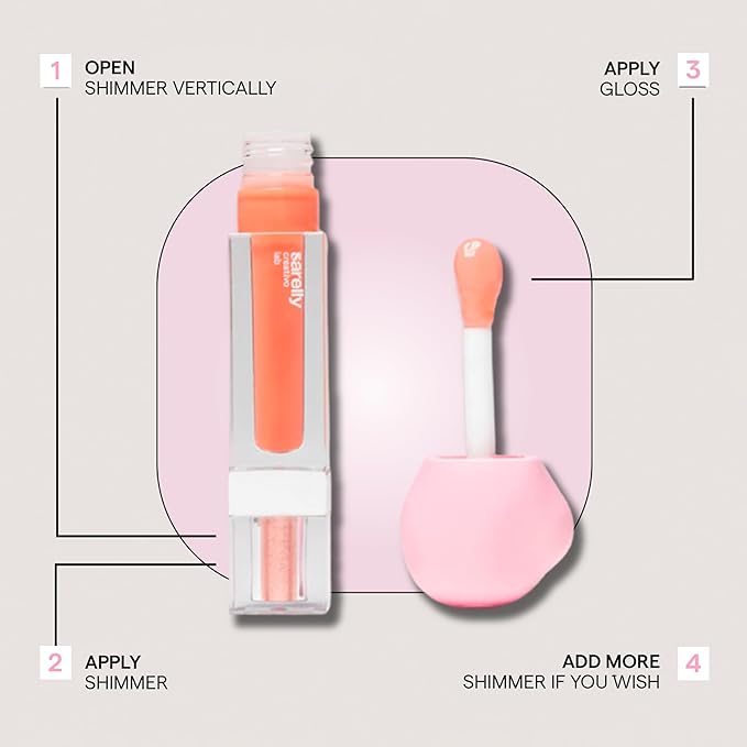 SARELLY CREATIVO LAB | Makeup Set Clear Lip Gloss + Shimmer and Shine | Beauty Vegan Skincare Make Up - Trending Lip Makeup | Apricot Honey Bourbon & Vermeil 24K