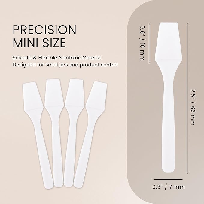 PANA (200 Pieces of White Color Cosmetic Make Up Disposable Plastic 2.5" Spatulas Skin Care Facial Cream Mask Spatula