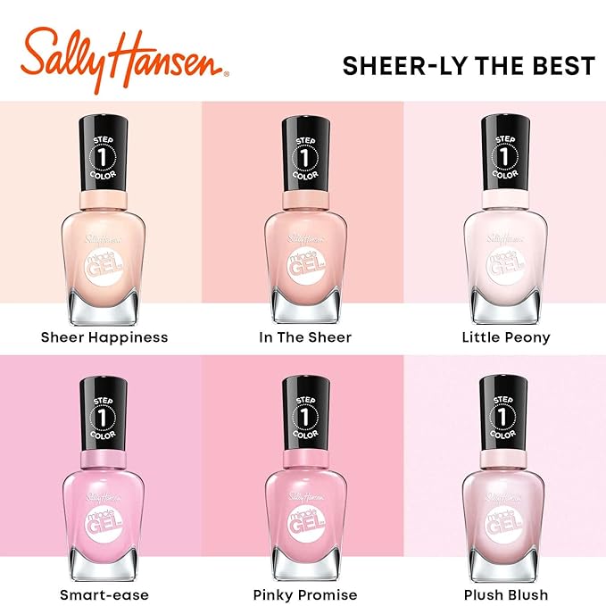 Sally Hansen Miracle Gel Nail Polish, Shade Sheer Happiness 187 (Packaging May Vary) (Pack of 2)