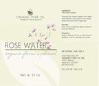 32 oz Rose Hydrosol Water – 100% Pure Rosewater Spray Mist Bulk – Hydrating Face Toner Rose Water for Skin and Hair Linen Spray for Sheets Room Freshener Body Spray Refill by Organic Pure Oil