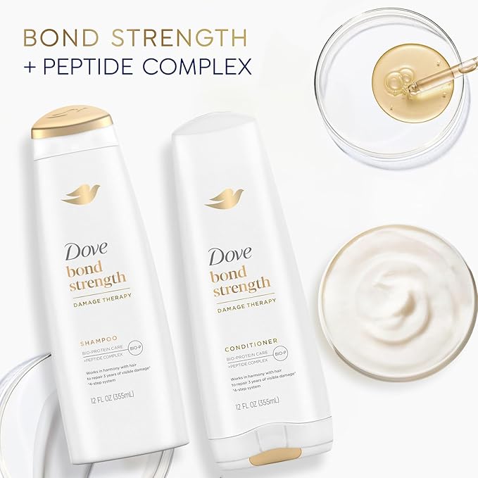 Dove Bond Strength Shampoo & Conditioner Set + Hair Mask Serum Bundle – Bond Repair Treatment for Damaged and Frizzy Hair (3 Piece Set)