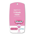 Amazon Basics Women's 5 Blade FITS Razor for Women, FITS Amazon Basics FITS Handle and Venus Handles, Includes 1 FITS Handle, 2 Cartridges & 1 Shower Hanger