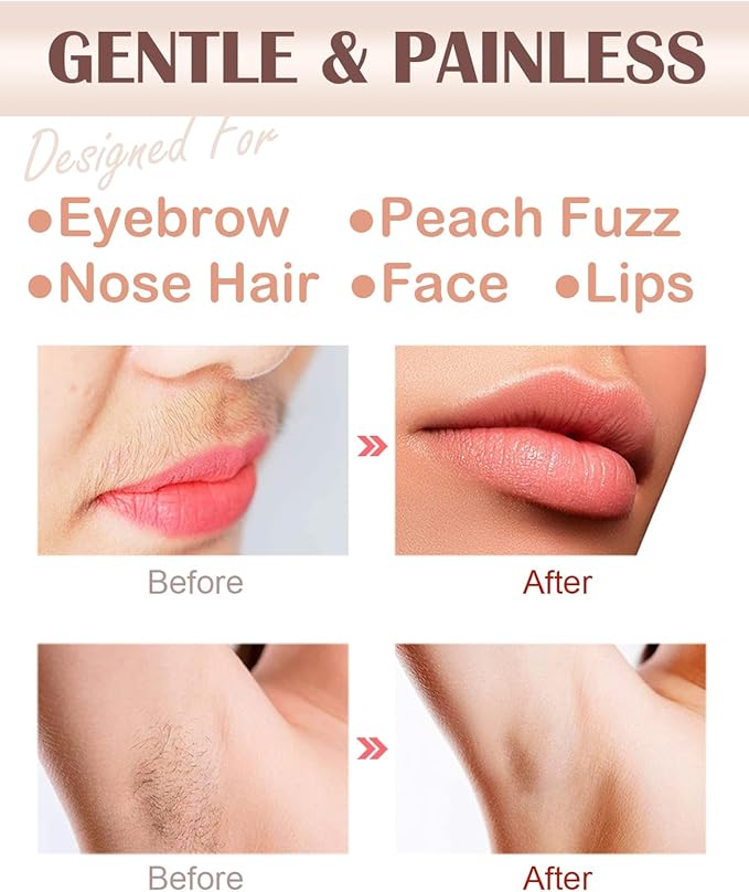 Facial Hair Remover and Eyebrow Trimmer - 2 in 1 Facial Hair Removal Epilators for Women - Rechargeable Travel Face Hair Razor Bikini Shaver for Face Peach Fuzz Lips Chin Armpit Body (White)