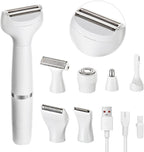 7-in-1 Electric Razor for Women - Painless Facial Hair Removal & Bikini Trimmer, Nose Eyebrow Pubic Hair Shaver with Replaceable Razors, Waterproof Women's Grooming Kit & Electric Shaver