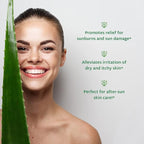 Organic Aloe Vera Gel - Deeply Hydrating, Skin Nourishing After Sun Skin Care for Face, Body and Hair - Sunburn, Redness and Itchy Skin Relief - USA-Tested - 16 Oz