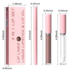 3-in-1Deep Purple Brown Matte Lip Stain Kit | Waterproof Lip Liner + Hydrating Matte Lip Gloss + Nourishing Lip Oil | Long Lasting Plumping to Create Perfect Lip Makeup.12#