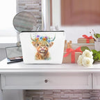 Western cosmetic bag highland cow