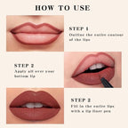Longwear Liquid Lip Liner, Matte Lip Tint Stain Marker Pen, 2 in1 Liquid Lipstick & Lip Liner Pencil, Long Lasting Waterproof Lip gloss for Women, Fuller Lips Makeup (02+04)