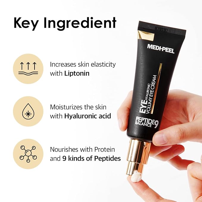 Medi-Peel Peptide9 Hyaluronic Volumy Eye Cream, Anti-Aging, Brightening, Reduces Wrinkles, Under Eye Bags, Dark Circles & Puffiness Care, Hyaluronic Acids, Enhance Elasticity, Korean Skin Care