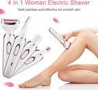 Bikini Trimmer for Women, Electric Razor Hair Shaver for Face Nose Eyebrow Beard Mustache Arm Leg Armpit Bikini, Replaceable Lady Facial Razor, Painless Rechargeable 4 in 1 Women Body Shaver for Trip