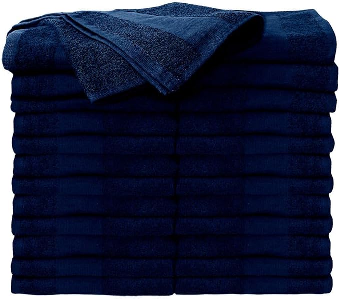 ForPro Professional Collection Premium Bleach Tough Salon Towels, 100% Cotton, Bleach-Proof, Stain Resistant & Color Safe Towels for Salons, Spas, Gyms & Home, 16” W x 27” L, Navy Blue