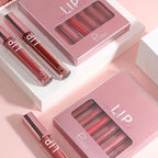 6-Color Lip Glaze Set, Matte Cream Lipstick, Pearlescent Glaze