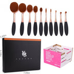 Yoseng Makeup Brushes Set 10Pcs Professional Oval Toothbrush Foundation Cream Contour Powder Blush Conceler Eyeliner Blending Brush New Fashionable Super Soft Cosmetic Brushes Tool with Box(Rose Gold)
