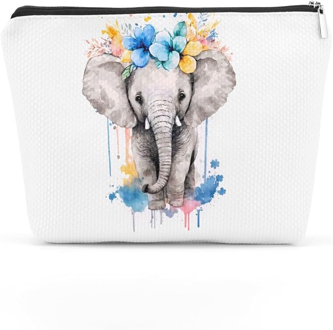 Floral elephant cosmetic bag elephant