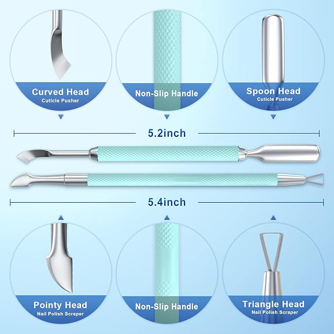 2PCS Metal Teal Cyan Cuticle