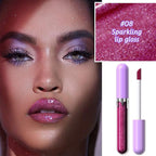 Glitter Liquid Lip Gloss,Plum Shimmer Lipstick, Waterproof Shimmer Lip Stain Lip Glaze, High Shine Long Lasting Shiny Lip Color Makeup 08#