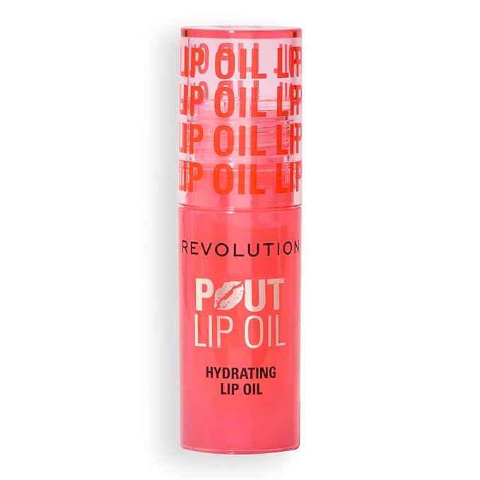 Revolution, Pout Lip Oil, Nourishing Tinted Lip Oil, High Shine, Non-Sticky Finish, Vegan & Cruelty-Free, Juicy Peach, 0.13 oz