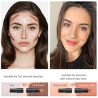 2 Colors Cream Contour Sticks Makeup Kit, Primer Face Highlighter Contouring for Beginners, Highlight and Contour Kit, Cream Concealer Makeup Blur Stick, Primer Face Corrector 1#