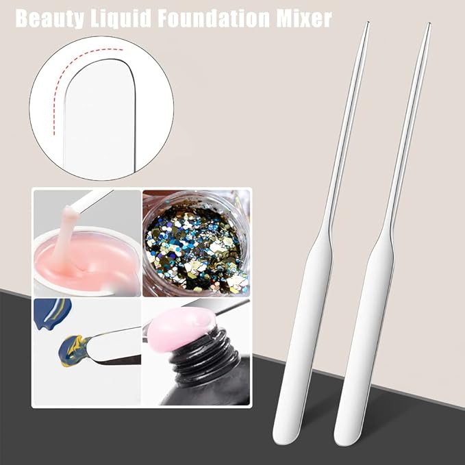 6 Pack Stainless Steel Makeup Spatula Foundation Liquid Foundation Mixer Face Cream Applicator Cosmetic Mixing Tool for Foundation Eye Shadow Cream
