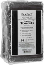 ForPro Professional Collection Premium Bleach Tough Salon Towels, Cool Grey, 100% Cotton, Bleach-Proof Towels, Stain Resistant, 16" W x 27" L, 24-Count