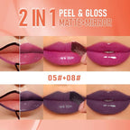 2Pcs Peel Off Lip Gloss Tattoo and Lip Oil 2-in-1, Lip Stain Peel Off Masque - Peel Off Lip Tint ,Long Lasting Waterproof Transfer-proof Lip Mask Lip Gloss Peel Off Lip Liner,Stay Lip Makeup 05#+08#