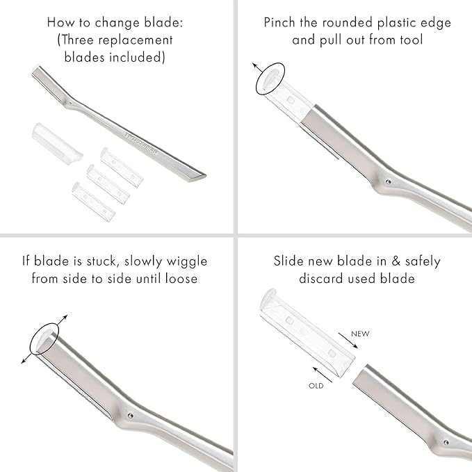 Tweezerman Facial Razor Replacement Blades, 4 Count (Pack of 1)