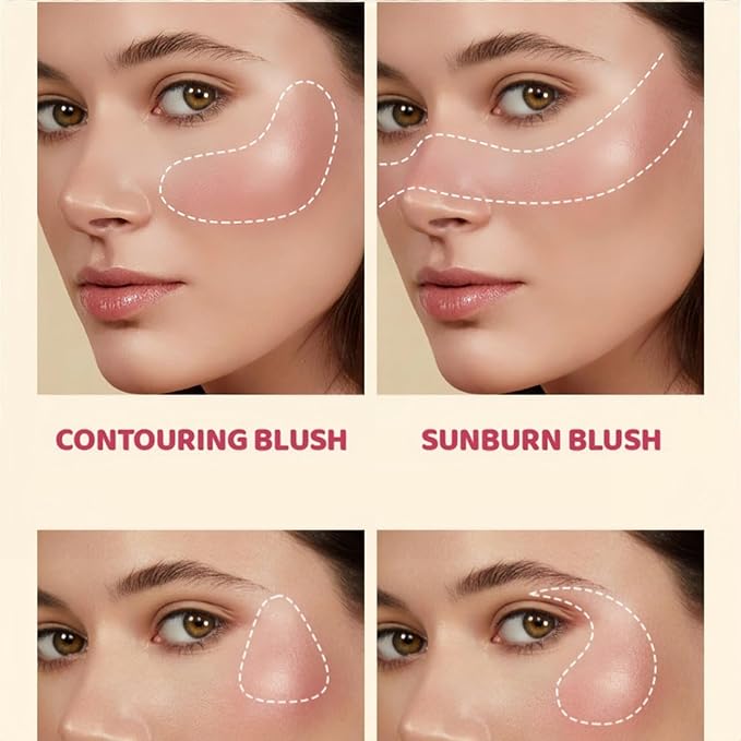 Shiny Blush 12 Color Cream High-Pigmented Buildable Face Blush Long-Lasting Natural Look Face Blush for Cheeks (Color 12)