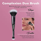 Bueart Design Complexion Duo Brush and Liquid & Bronzer Contour Makeup brushes set with ultra-soft dense hair Double-ended for Foundation Liquid Cream Concealer,Vegan and Cruelty-Free,M18
