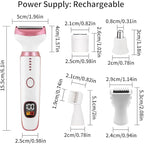 Electric Razors for Women, Bikini Trimmer for Women 5 in 1 Body Shaver for Nose Hair Face Eyebrow Arms Legs Armpit Underarm Pubic Area, Replaceable Lady Facial Razor Painless USB Charge Female Gift