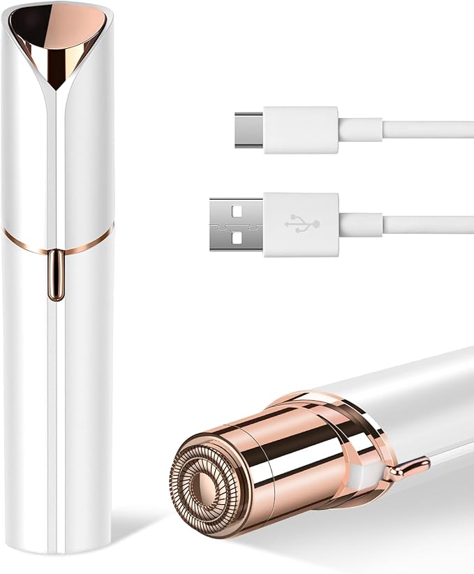 Facial Hair Remover for Women- as Seen on TV Painless Face Shaver -Mini Hair Remover, Electric Razor Shaver Portable Bikini Epilator for Lips, Chin, Armpit, Peach Fuzz, Fingers, Neck, Cheek (White