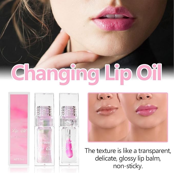Magic Color Changing Lip Oil,Long Lasting Moisturizing Cosmetic Lip 7 ml