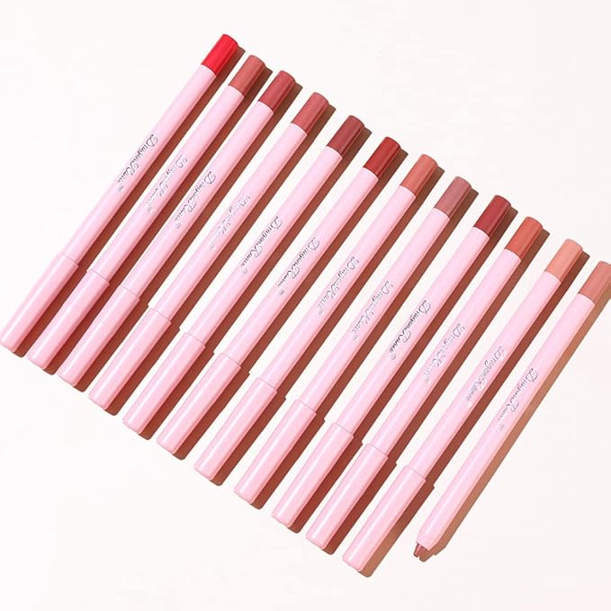Matte Lip Liner Pencil Set,12 Colors Natural Nude to Dark Waterproof Long Lasting No Fade Soft Pencils Lipstick Makeup Gift Set for Daily Travel Party Work (A)
