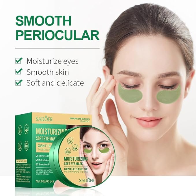 60pcs/30pairs Green Moisturizing Eye Mask, Moisturizing Soft Eye Mask, Gentle Care Of The Skin Around The Eyes, Moisturizes And Nourishes The Eye Area, Smoothes Puffiness 80g