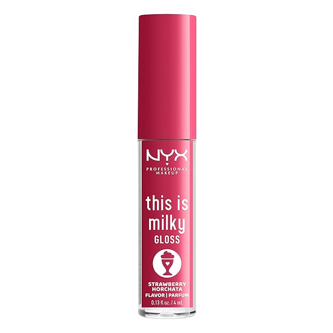 NYX PROFESSIONAL MAKEUP This Is Milky Gloss, Lip Gloss with 12 Hour Hydration, Vegan - Strawberry Horchata (Mauve Pink)