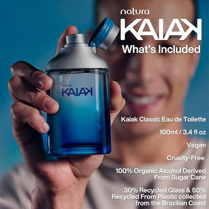 natura Kaiak Classic Eau de Toilette for Men - Aromatic Scent with Bergamot, Almalfi Lemon, Jasmine, Woods, & Musk - Long-Lasting Fragrance 100ml