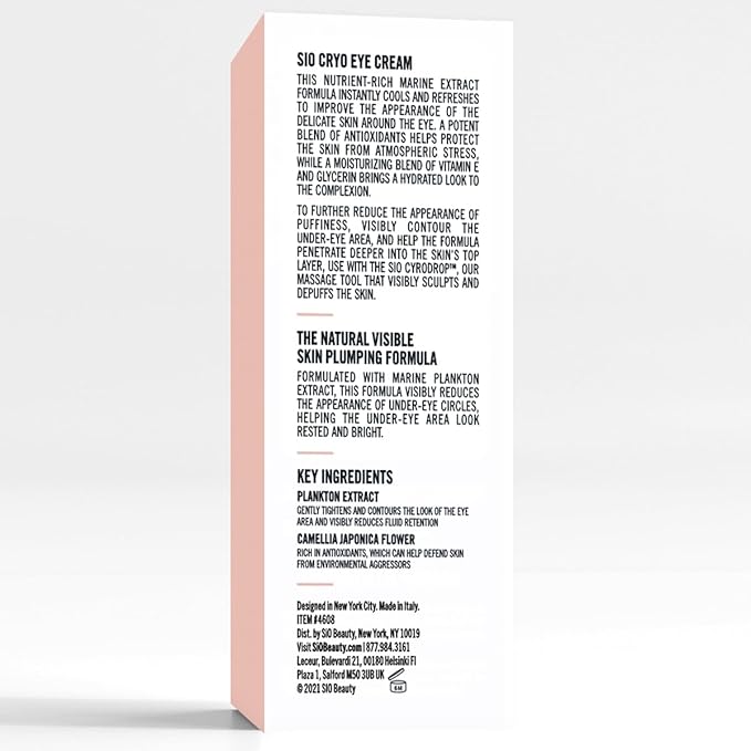 SiO Cooling Cryo Eye Cream - Anti-Aging, Hydrating Under Eye Concentrate Formulated For Targeting Dark Circles, Fine Line, Wrinkles, Puffiness & Bags