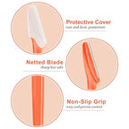 12 Pcs Eyebrow Razors, Face Razors Multipurpose, Exfoliating Dermaplaning Tools, Eyebrow Trimmers Shaver with Safety Cover, Facial Hair Removal for Women Men Body Use (Orange-red)