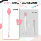 Unaone Lip Scrub Brush - 3 PCS Dual-ended Lip Scrubber Exfoliator and Silicone Lip Brush, 2-in-1 Silicone Lip Scrub Tool Lip Mask Applicator, Gentle Exfoliator & Applicator for Soft