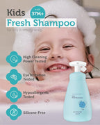 Kids' Fresh Shampoo - Korean Kids Scalp Purifying Shampoo - Gentle Deep Cleansing for Oily, Smelly Scalps - Low pH & Silicone-Free Formula - Allergen Free Scent, 10.1 fl.oz.